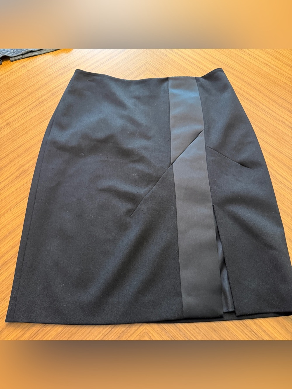 Derek Lam Black Pencil Skirt with Satin Panel Accent